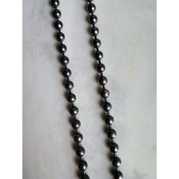 1990s Vintage Black Tone Ball Beads Necklace Choker Distressed Statement Punk - Picture 3 of 6